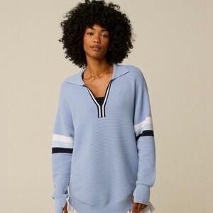 Offline by Aerie‎ Oversized Home Stretch Polo Sweater in Blue Size Medium Preppy
